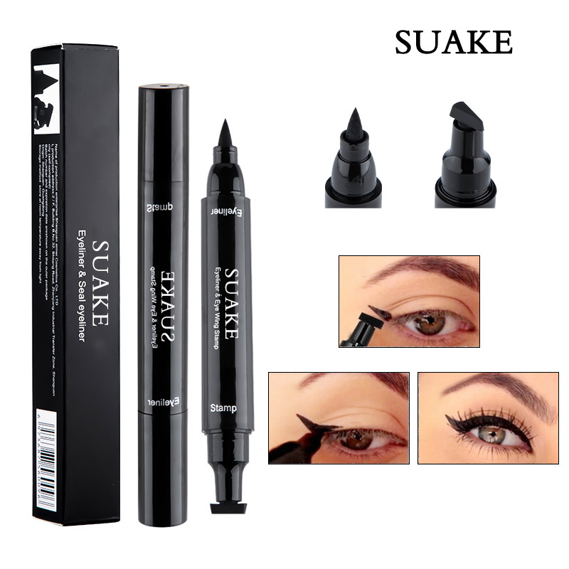 SUAKE Two-in-one seal eyeliner, quick-drying, non-smudging, water-repellent, double-ended eyeliner full figure