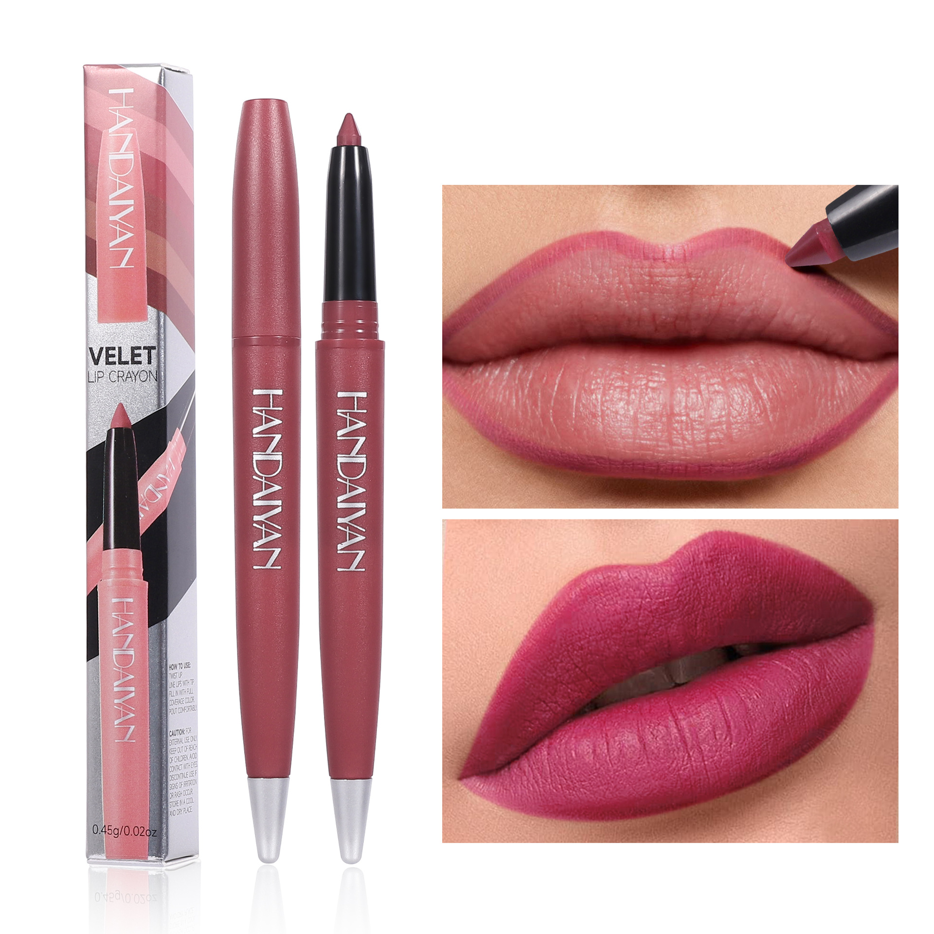 Cross-border automatic lip liner pen, lipstick pen 6-color handaiyan long-lasting waterproof hook lip liner pen, matte lip liner pen full figure