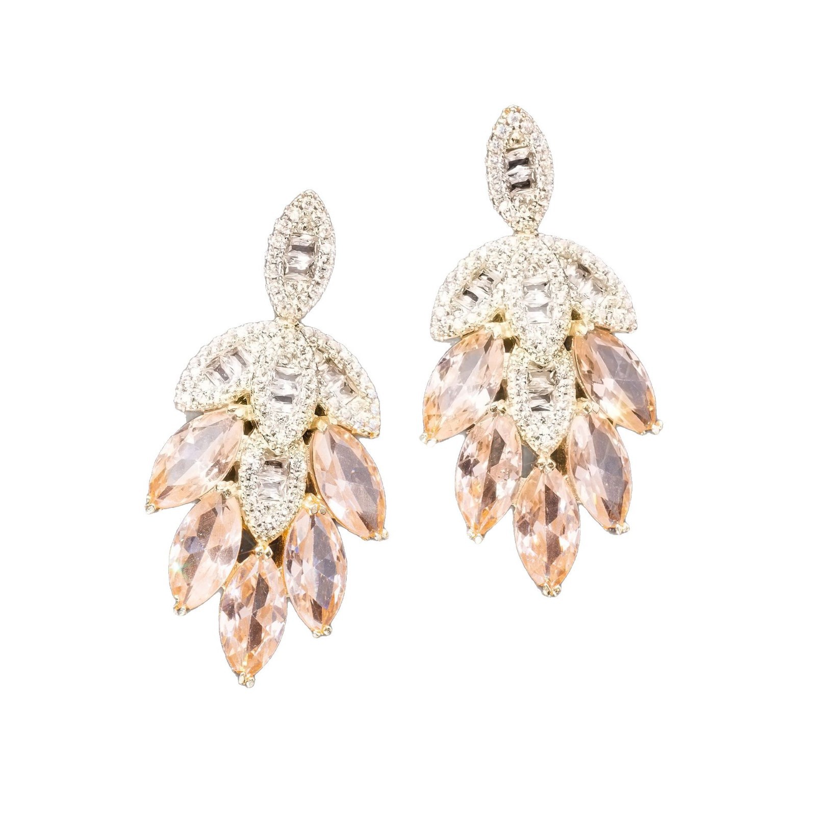 European and American fashion socialite style, light luxury, super sparkling zircon inlaid earrings S925 silver needle heavy Industry leaf earrings and pendants detail image 9