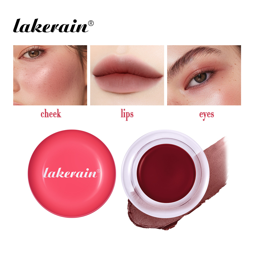 Lakerain Pudding Blush Cream Powder Matte Blush Nude Makeup Highlighter Lip and Cheek Blush Cream details Picture