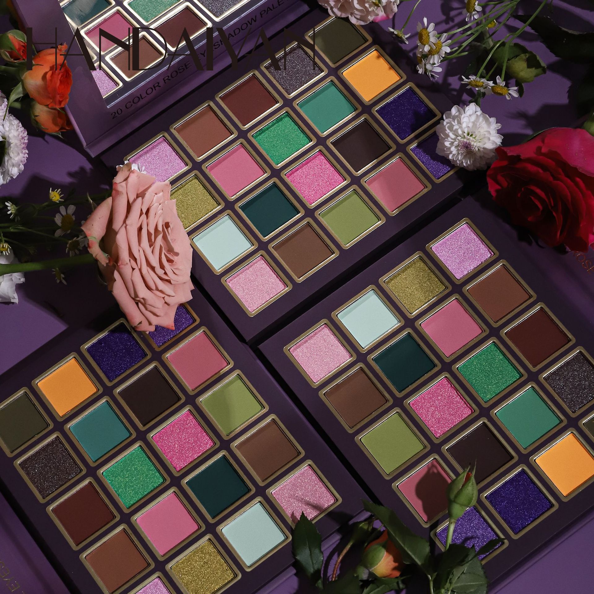 Cross-border 20-color eyeshadow palette, multi-purpose handaiyan Pearlescent and matte colored Eyeshadow palette, high-gloss contouring palette Specification drawing