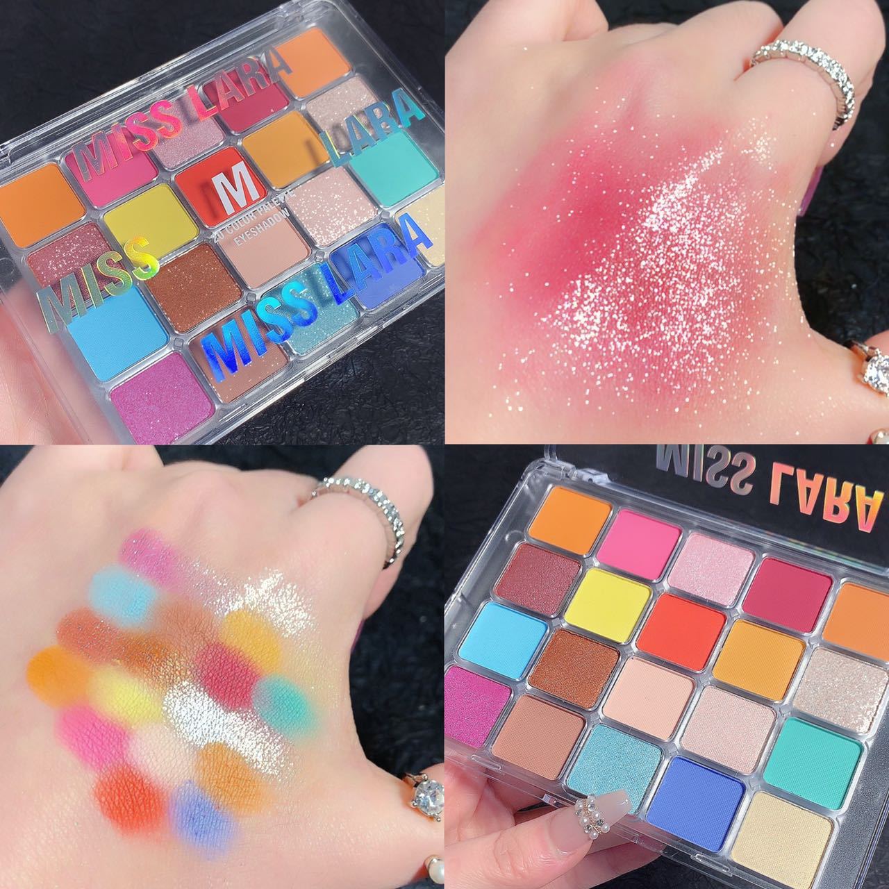 Miss Lara 20-color eyeshadow palette: Dazzling Avocado Glitter, Pearlescent, Matte, student stage Eyeshadow makeup full figure