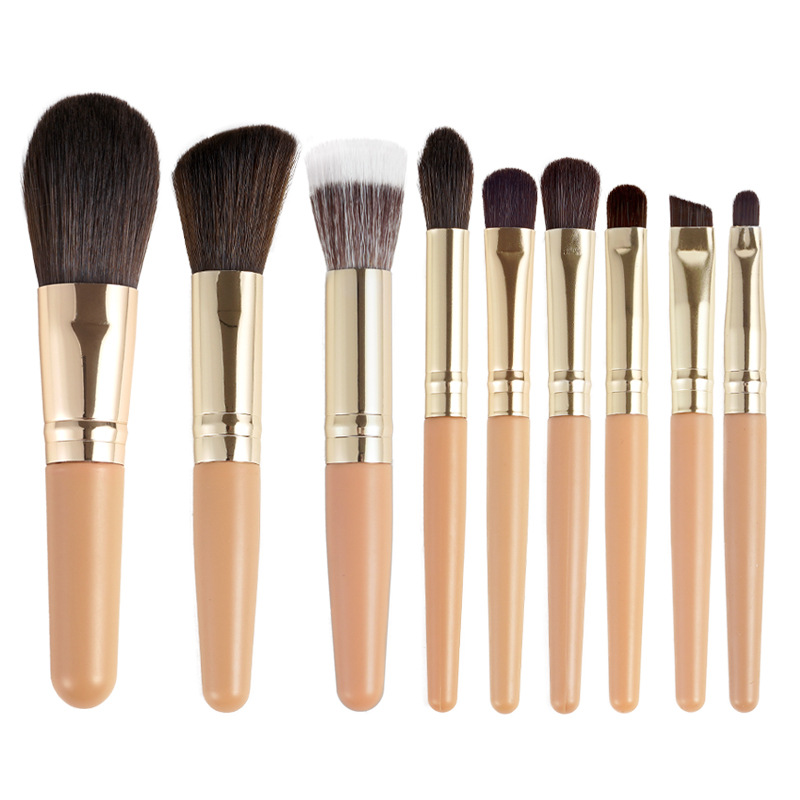 Cangzhou Mini 9-piece makeup brush set for beginners, portable travel brush, loose powder and contouring Item Picture