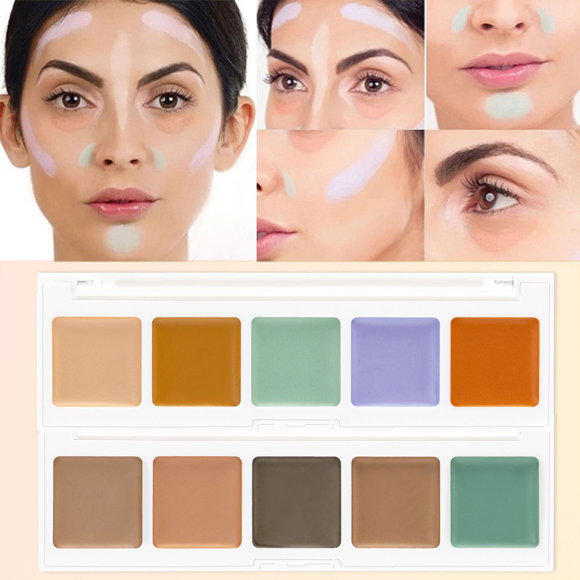 SHCOETY Cross-border Five-color Concealer covers acne marks, spots, tear troughs, dark circles, is light, long-lasting, waterproof and does not smudge full figure