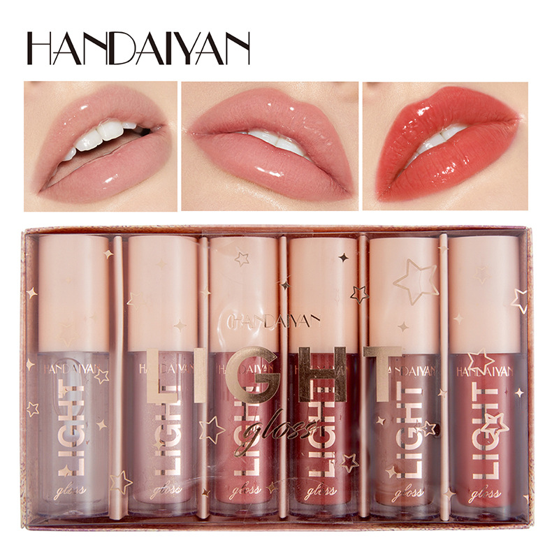 Cross-border 6-lip gloss Set Gift box: Mirror Water Light Liquid Lipstick, Lacquer Light Glass Lip Gloss, handaiyan Makeup details Picture