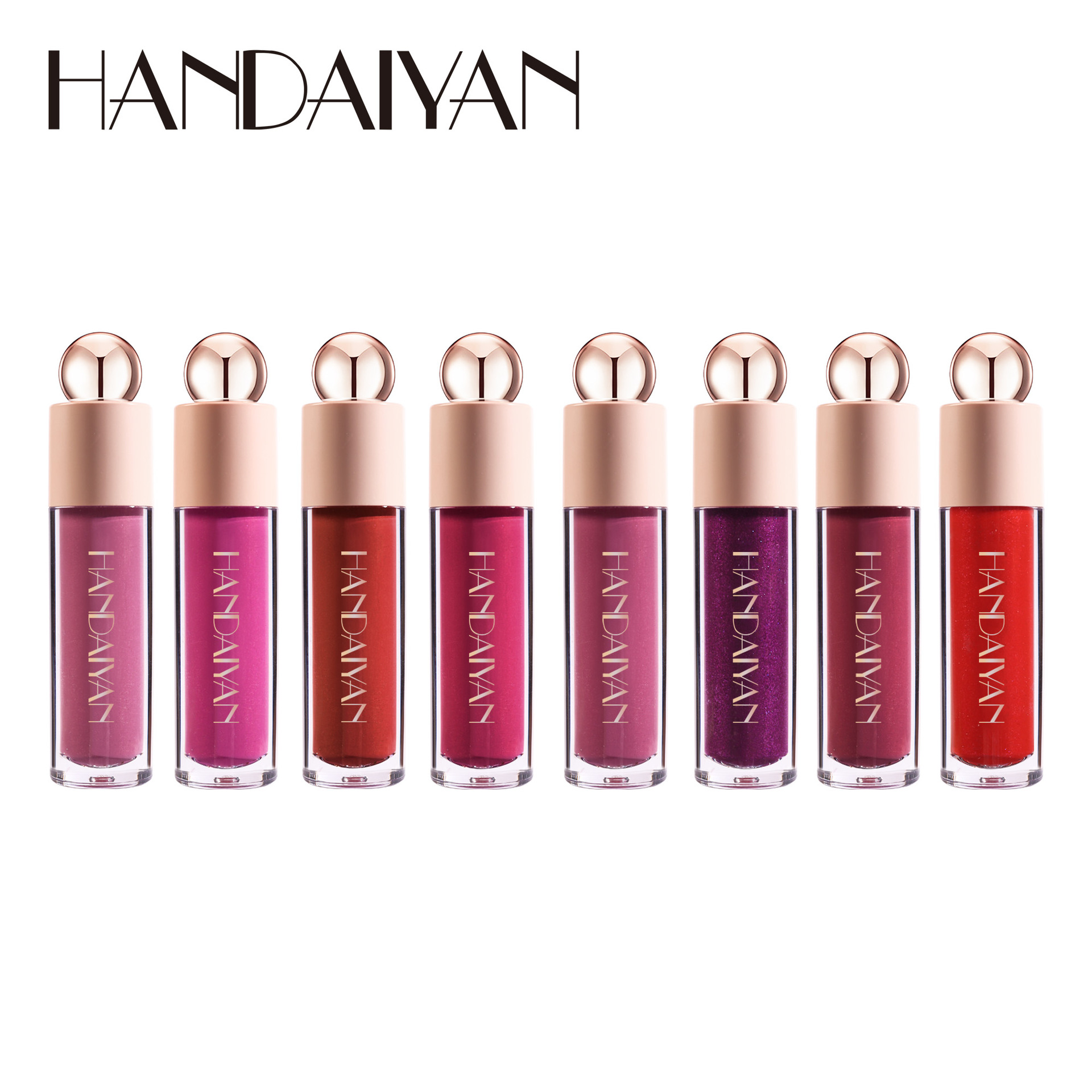 Pearl Lip Gloss 8-color liquid lipstick handaiyan Sparkling Lip gloss Long-lasting waterproof non-stick cup Cross-border Lip gloss Item Picture