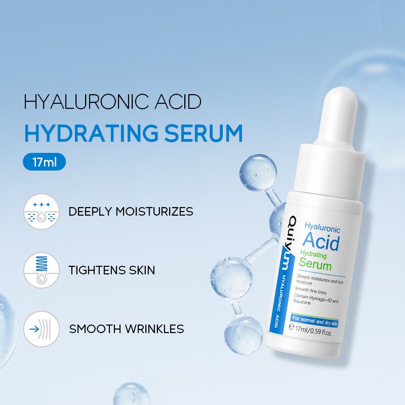 Cross-border new product QUIYUM Hyaluronic Acid Moisturizing Essence 17ml Hydrating, moisturizing and brightening skin tone wholesale from the manufacturer full figure