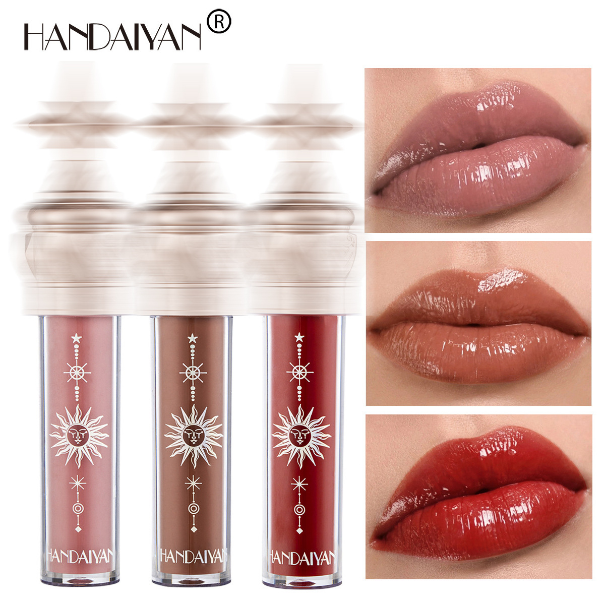 HANDAIYAN Cross-border bestsellers: Water Light Film Mirror Lip Gloss, Glass Lip Gloss, Hydrating and long-lasting Little Star Stick Lip gloss full figure
