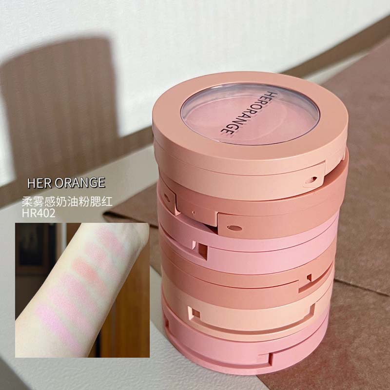 HERORANGE Cream Powder Blush Low Saturation pseudo-natural monochrome plate Peach Orange soft matte natural girl details Picture