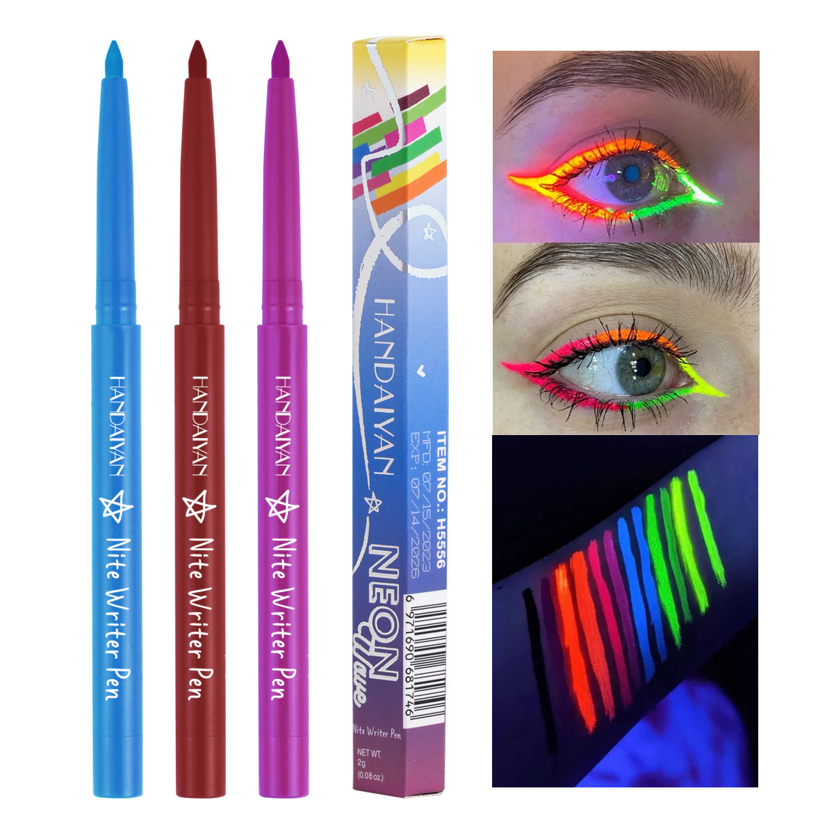 Cross-border colored eyeliner pen UV Fluorescent handaiyan waterproof Halloween face painting Pen Eyeliner pen full figure