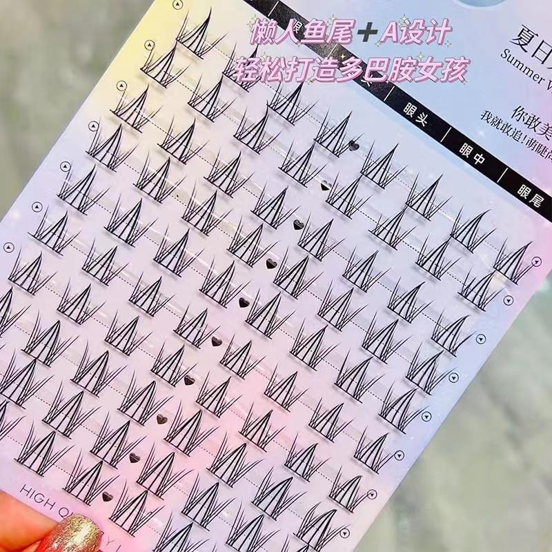 Summer Monet Lazy Mermaid Tail A-shaped Sandwich comic False eyelash Trilogy Barbie Single cluster segmented Specification drawing