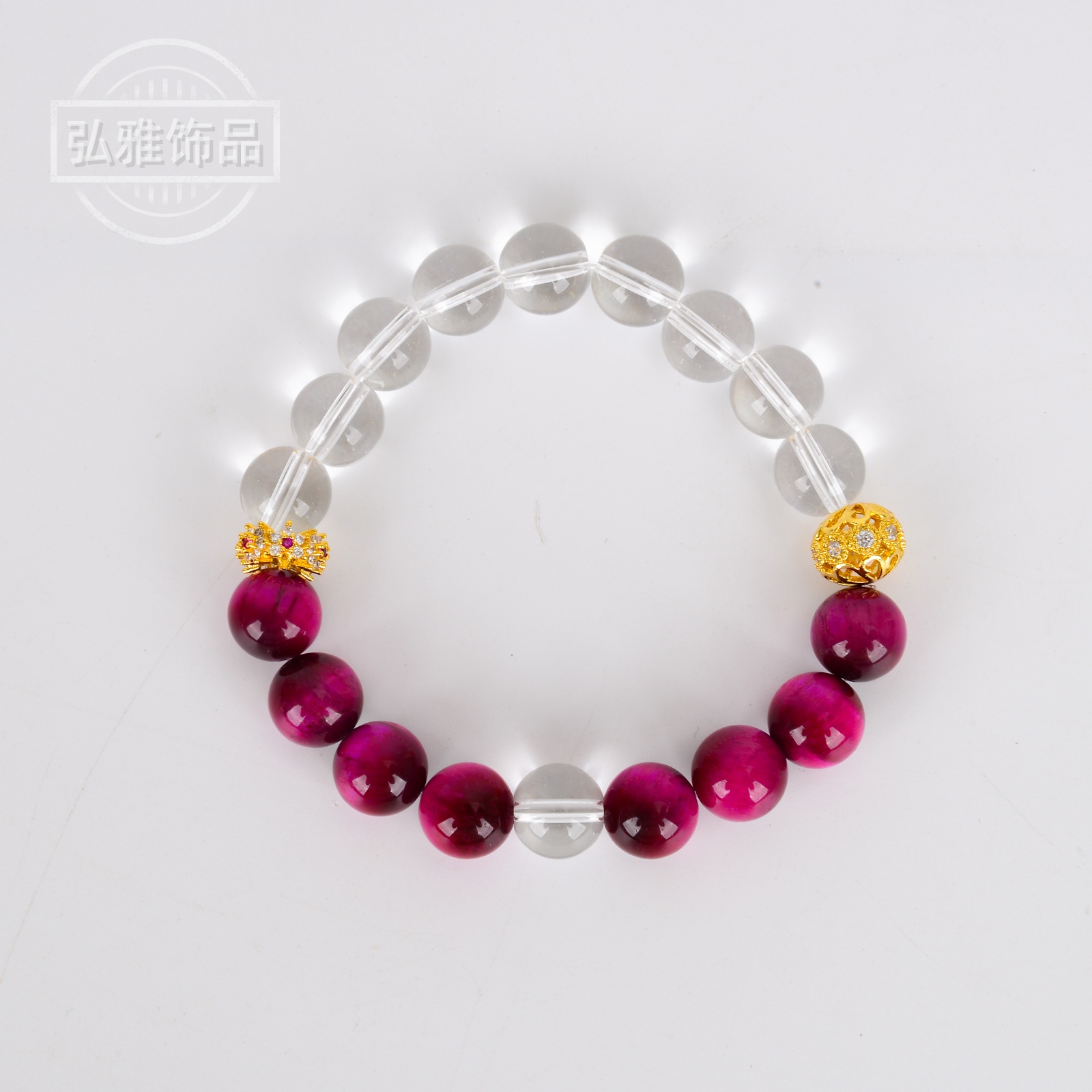 Natural white crystal bracelet for women, light luxury, niche, lightweight and versatile. Rose red tiger's eye stone bracelet as a perfect accessory for your best friend