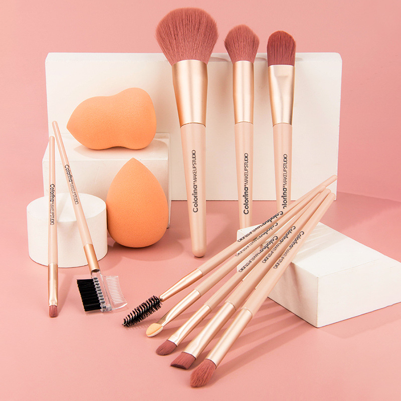 Cross-border export foundation brush, colored makeup brush set, complete set of loose powder, eyeshadow, lip brush, concealer box, beauty tools full figure