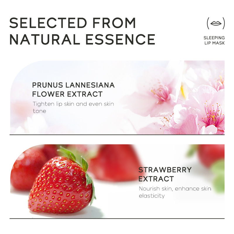 Cross-border QUIYUM Strawberry Sleep Lip Mask 15g Hydrating and moisturizing Lipstick Softening Keratin Moisturizing Factory wholesale Application Scenario