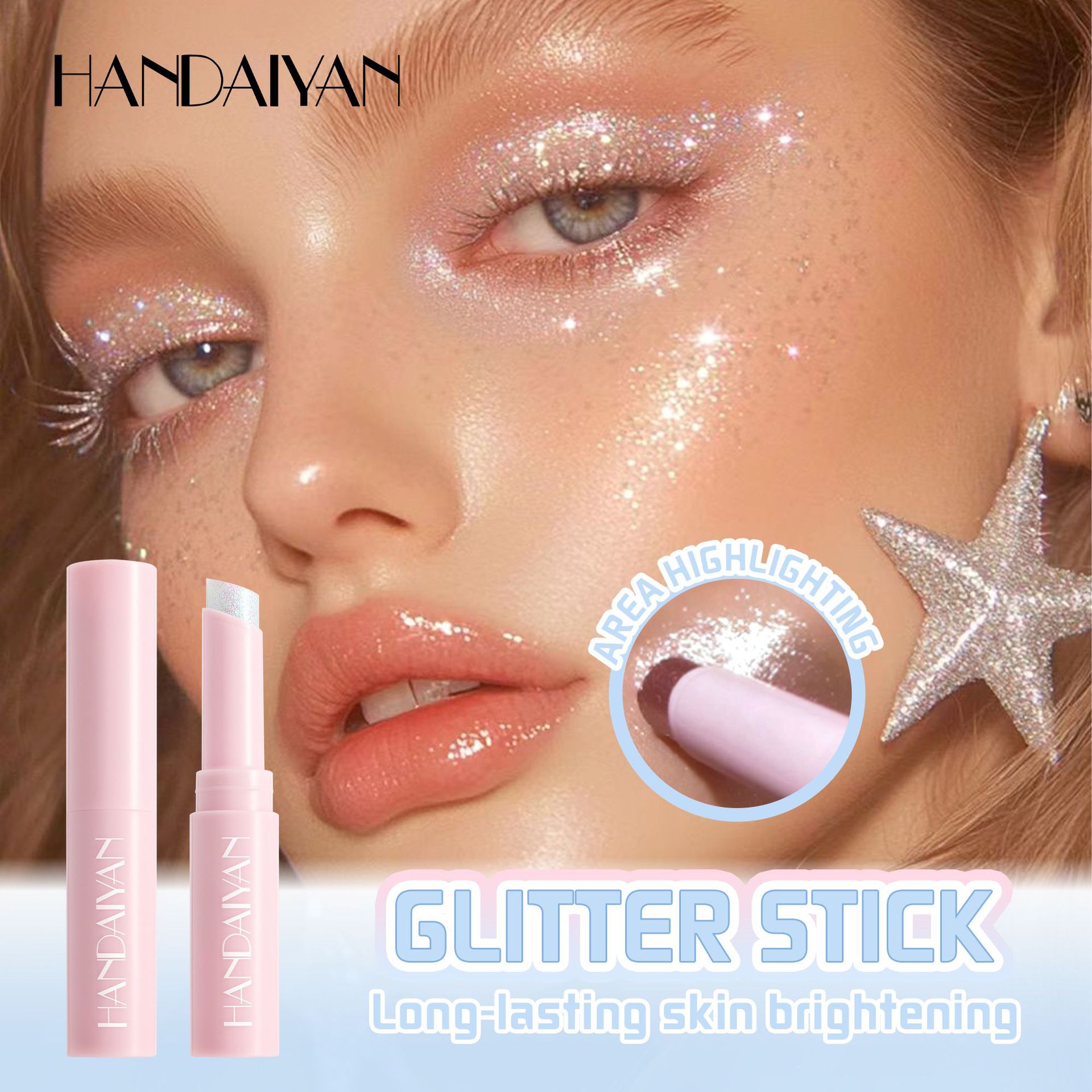 Cross-border Jelly Eyeshadow Stick 6-color Fine Sparkling HANDAIYAN Delicate Pearlescent Jelly high-gloss Eyeshadow stick details Picture