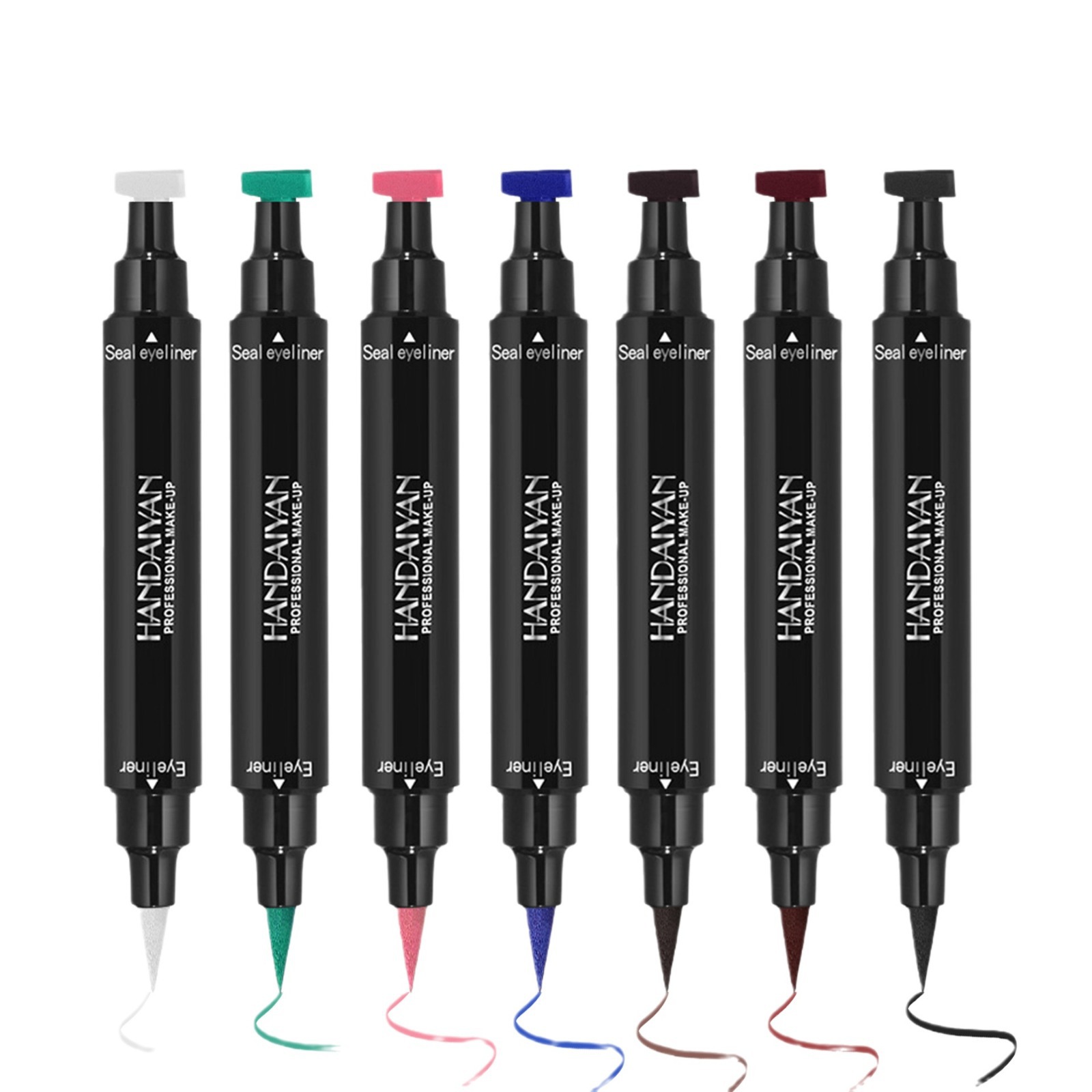 Triangular eyeliner seal color handaiyan eyeliner liquid pen, waterproof, sweat-proof, quick-drying cross-border double-head eyeliner pen Item Picture