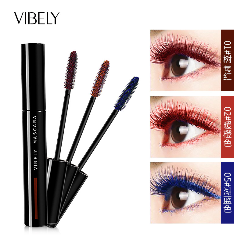 VIBELY's cross-border best-selling colored mascara from Europe and America is waterproof, non-smudge, thick and curling 4D mascara base details Picture