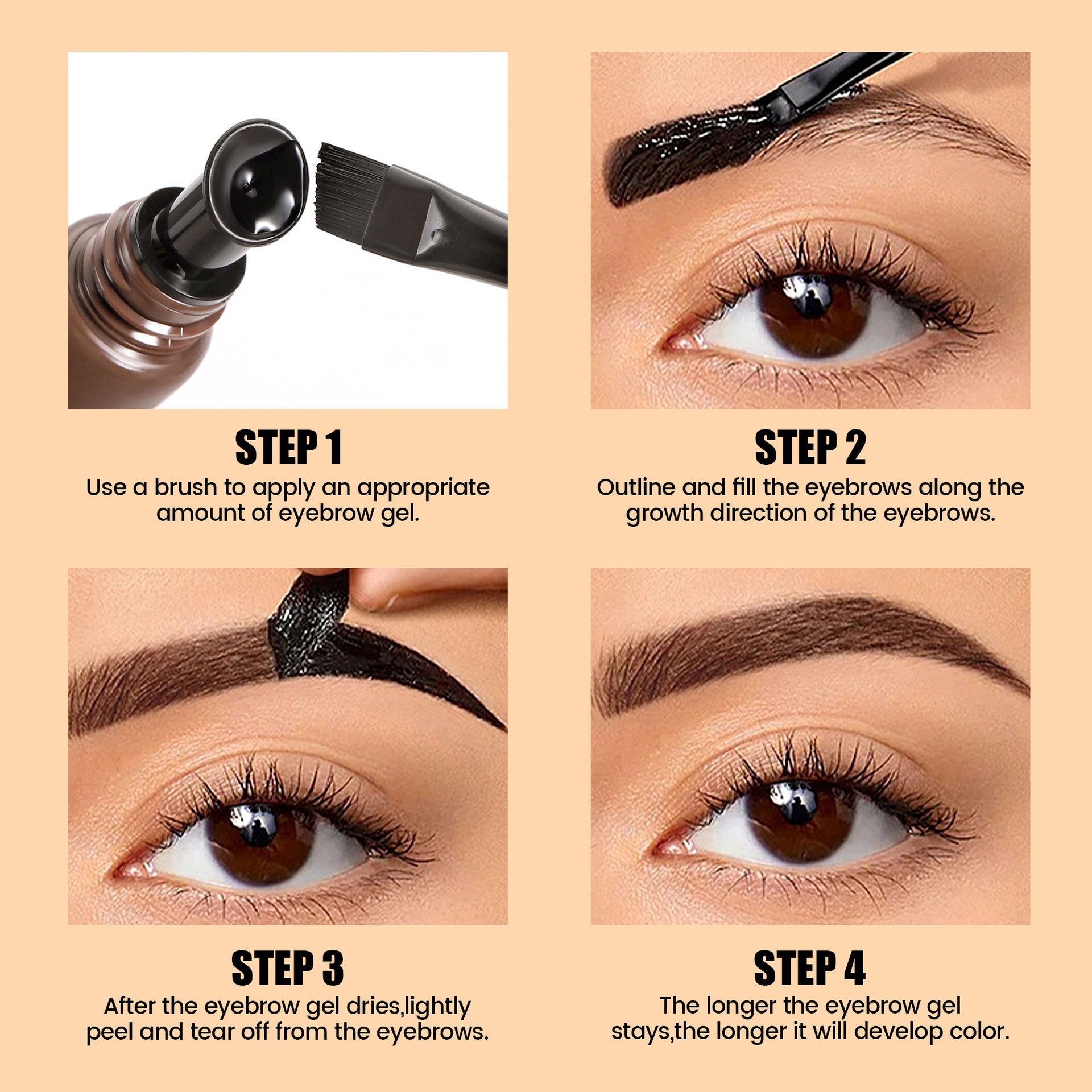 Cross-border Eyebrow dyeing cream in stock, tearable and waterproof HANDAIYAN Five-color eyebrow cream, long-lasting dyeing tearable eyebrow dyeing cream details Picture