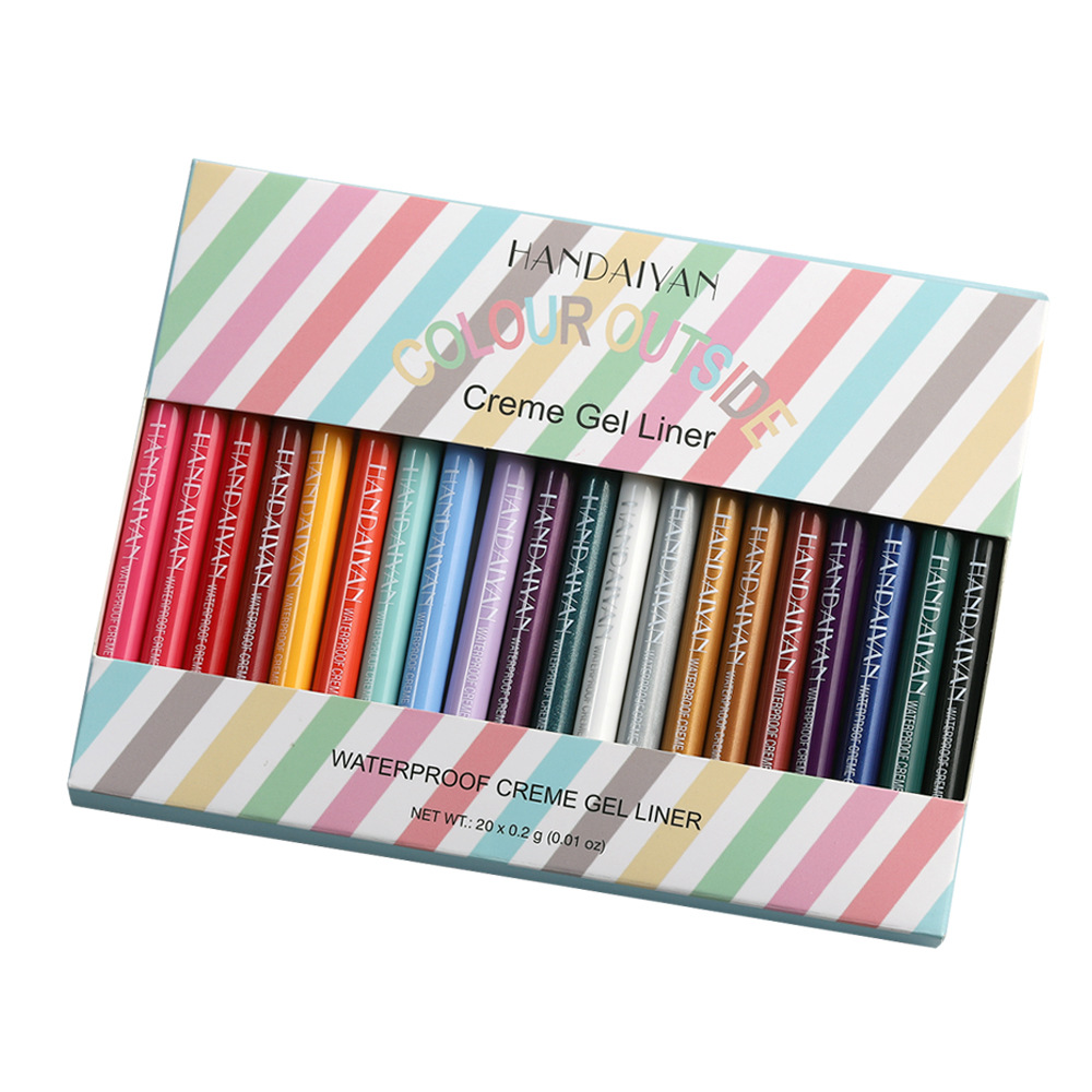 Cross-border 20-piece set of colored eyeliner Pen HANDAIYAN, quick-drying, waterproof and non-smudging eyeliner pen set Item Picture