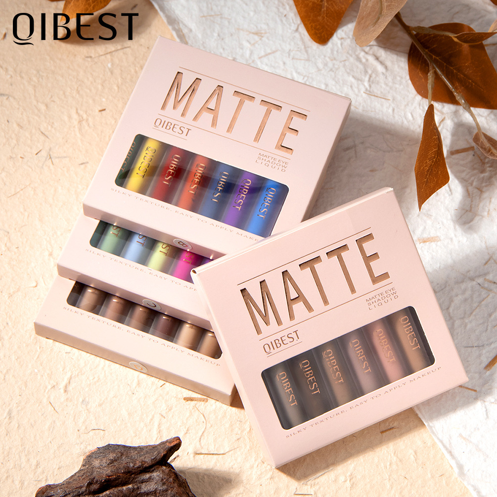 QIBEST Matte liquid Eyeshadow Liquid, with a misty look, accentuates the face in nude and earth tones. It's a three-dimensional eye and cheek set details Picture