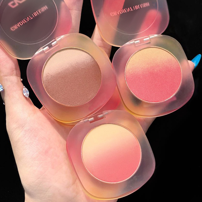 CVZ Three-color gradient Blush Contouring palette, high-gloss pink, not prone to flaking, natural nude makeup, energetic blush Application Scenario