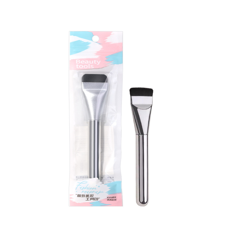 LMLTOP One-line flat-head Foundation brush, no powder intake, light and thin base makeup leaves no trace, Silver makeup brush TOP-175 Item Picture