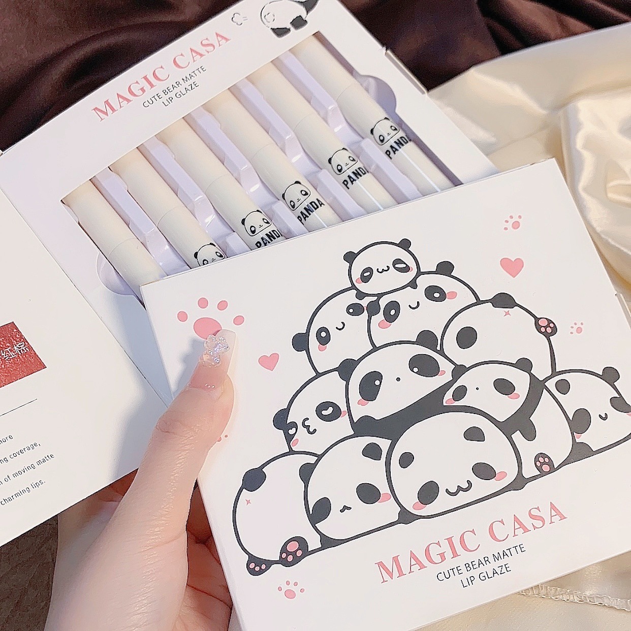 MAGIC CASA Cute Bear Lip Gloss Set Matte Velvet Matte Lipstick Gift Box full figure