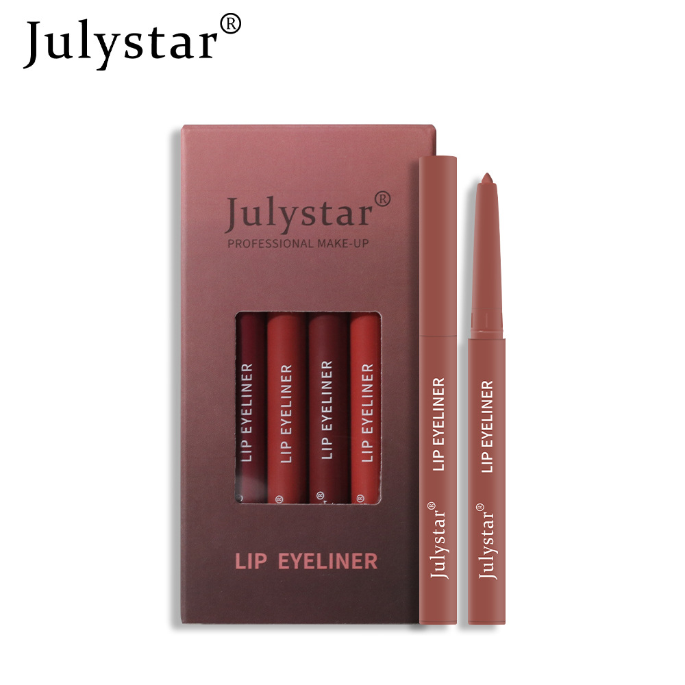 Amazon lip pen waterproof, non-blurring lipstick pen, pink matte lip gloss, rotating lip liner pen set, beauty wholesale Item Picture