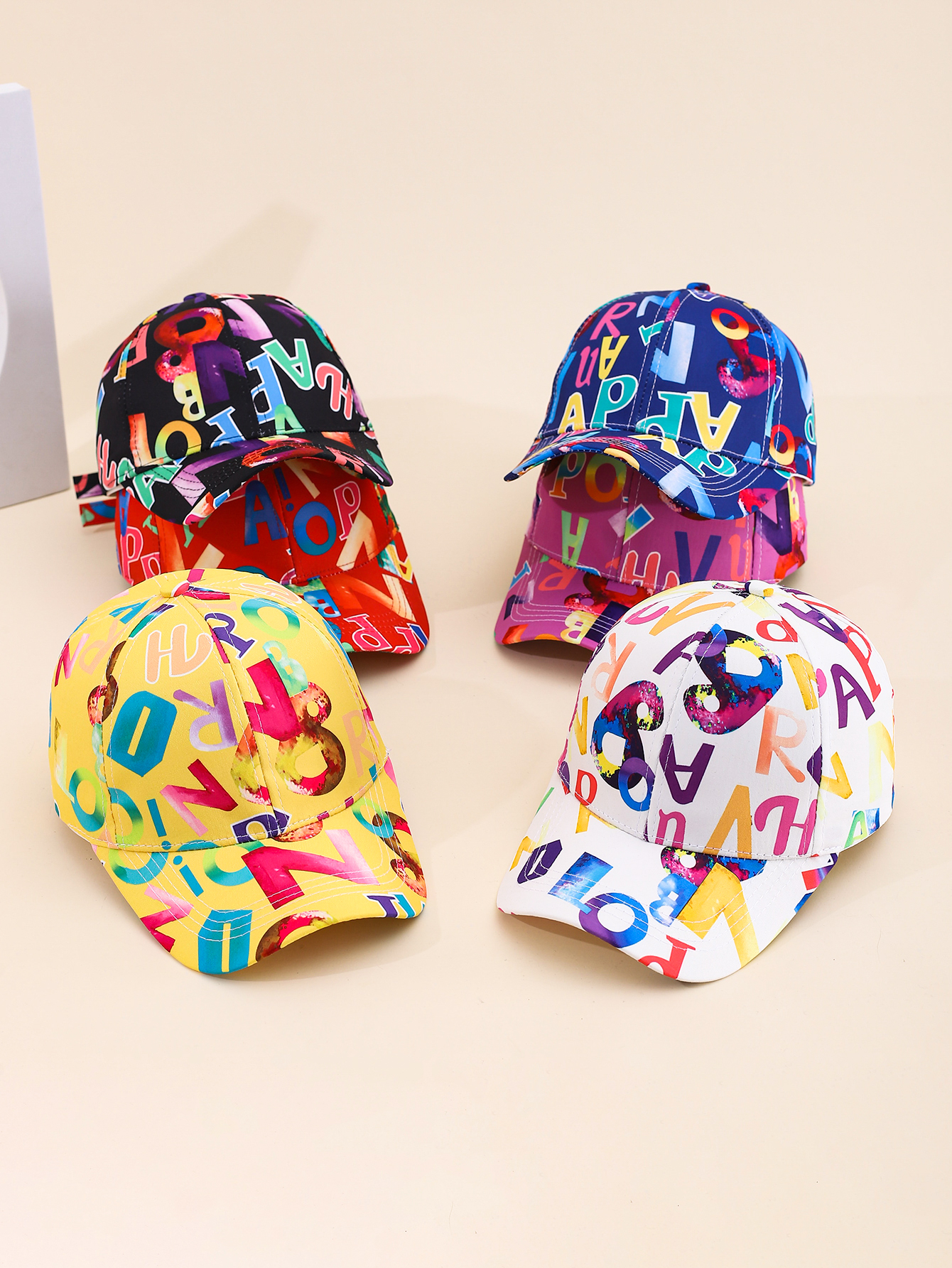 Spring and summer cross-border European and American bestsellers irregular letter printed baseball caps, outdoor travel sun protection and shading adult baseball caps, adjustable for foreign trade full figure