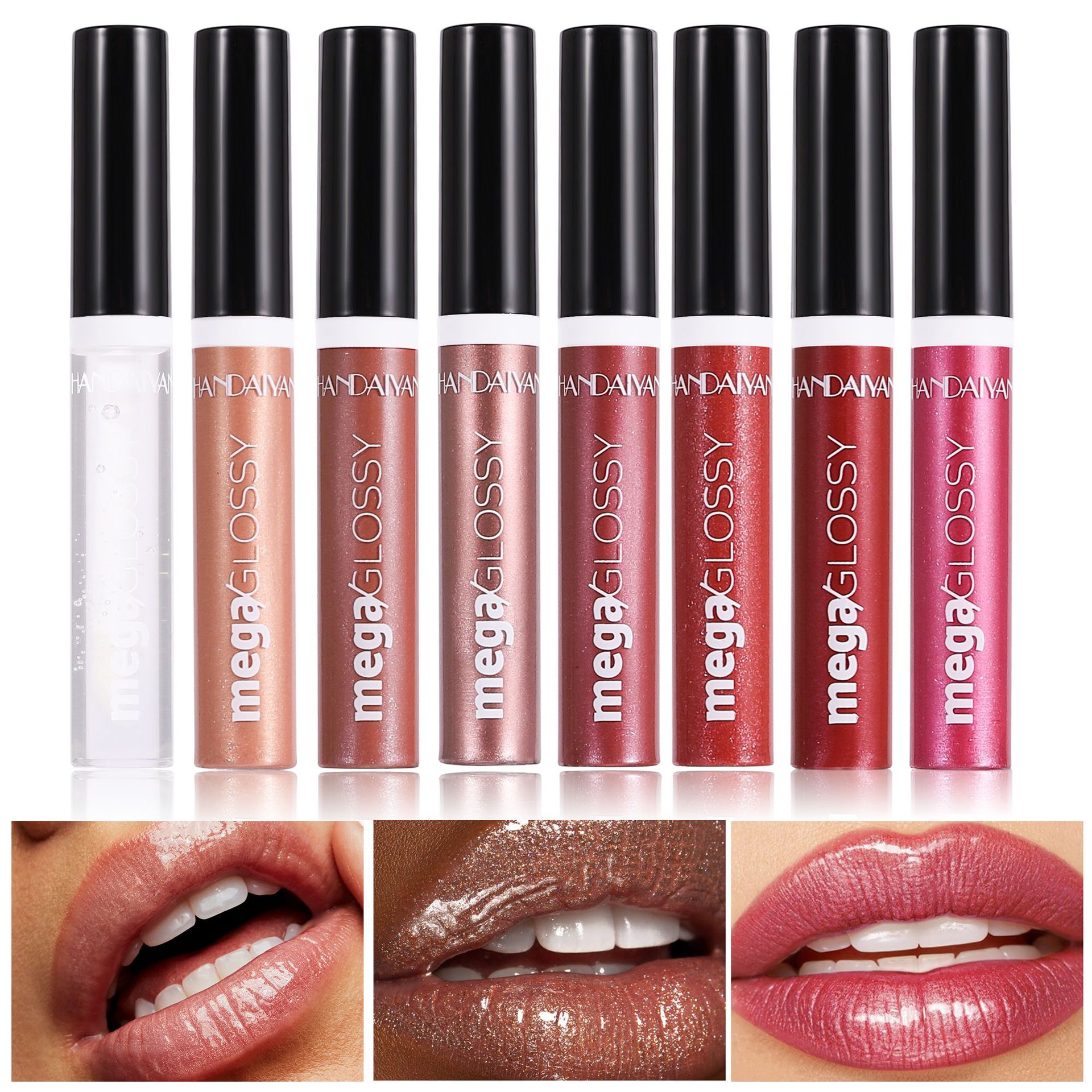 Cross-border Fine Sparkling Pearl Lip Gloss handaiyan Long-lasting Moisturizing and hydrating liquid lipstick Lip gloss that is easy to color Specification drawing