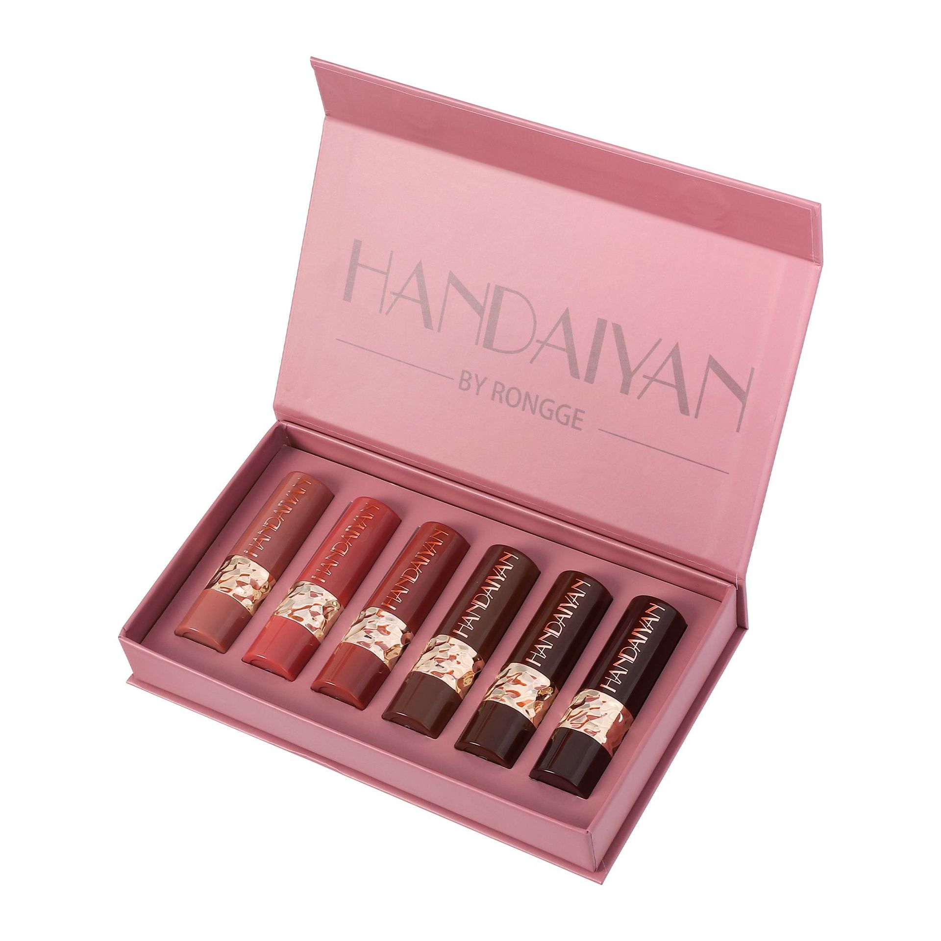 Cross-border six-piece matte lipstick set HANDAIYAN European and American long-lasting waterproof and easy-to-color lipstick and lip balm set box Item Picture