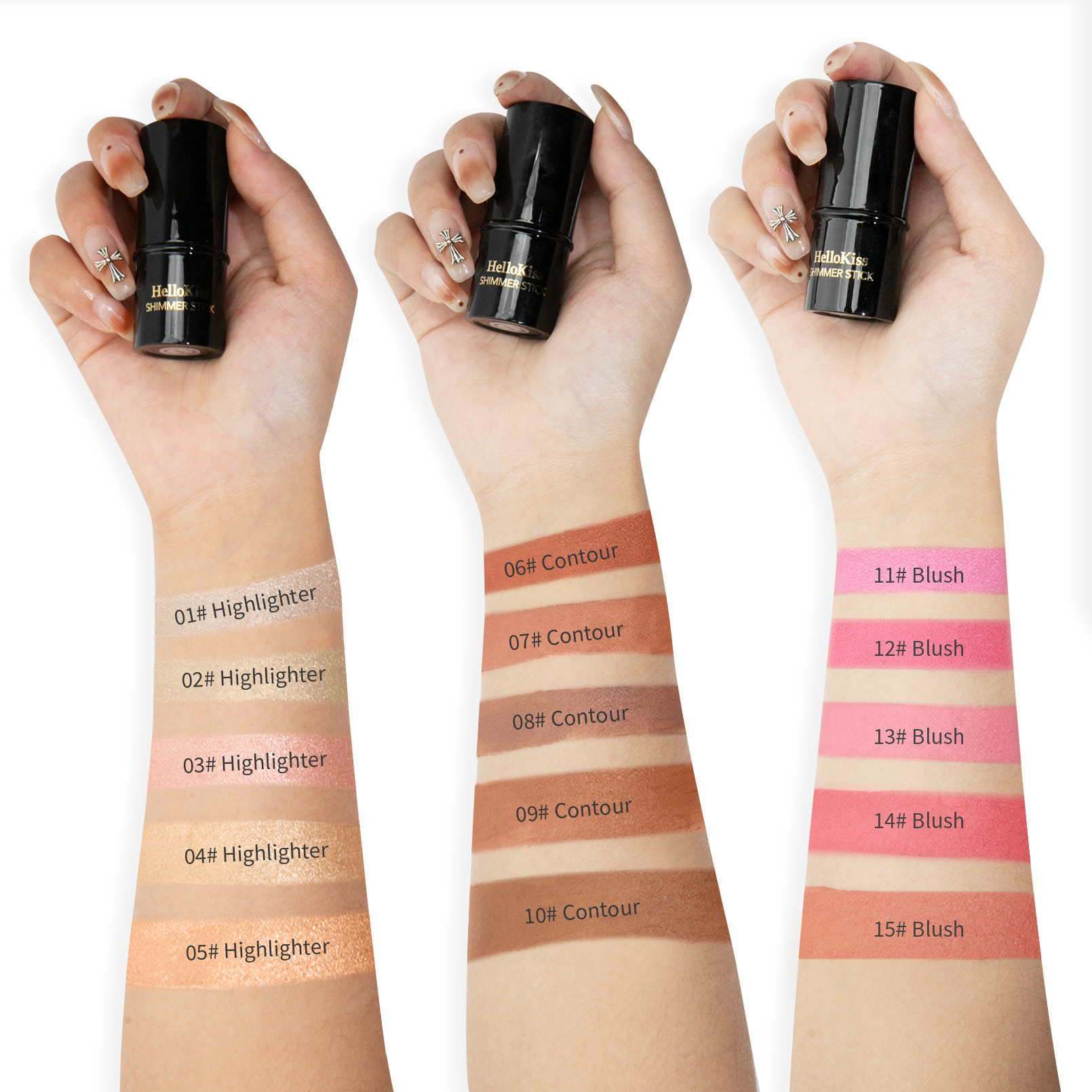 HelloKiss Highlighter Contouring Stick, Brightening Shadow Base Cream, Pearl Slimming Blush, Contour Stick Bronzer Application Scenario