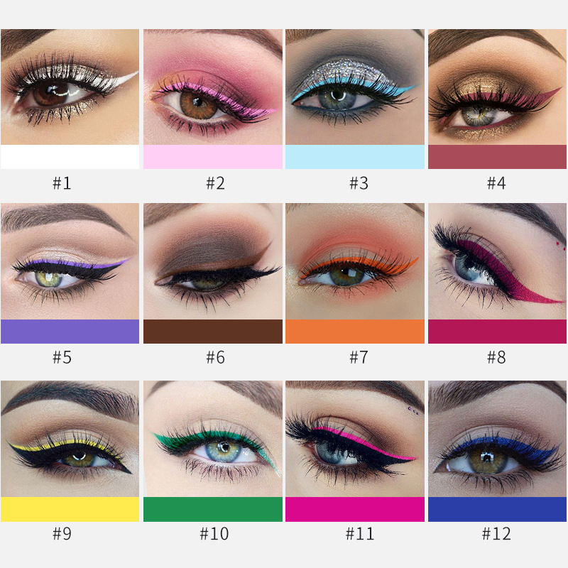 Cross-border Color eyeliner 12-piece set handaiyan matte Liquid Eyeliner Waterproof and sweat-proof Liquid Eyeliner Pen details Picture