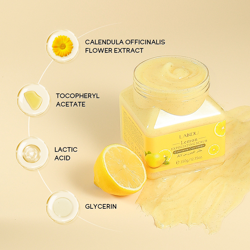 Laikou Body Lemon Scrub 350g Pore and Exfoliating Skin Care Product Body Scrub Wholesale