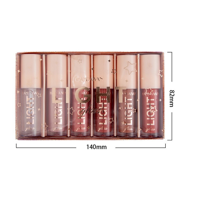 Cross-border 6-lip gloss Set Gift box: Mirror Water Light Liquid Lipstick, Lacquer Light Glass Lip Gloss, handaiyan Makeup Item Picture