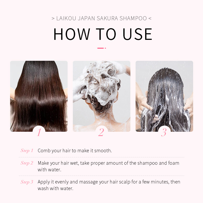 LAIKOU Sakura Shampoo cleanses hair, provides soft, smooth and refreshing hair with a lingering fragrance. Wholesale from the manufacturer Application Scenario