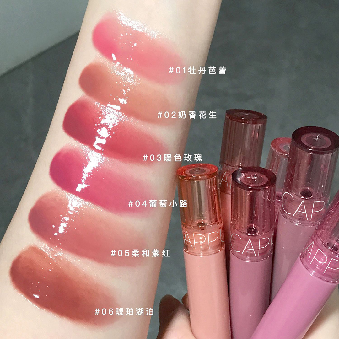 Cappuvini Glass Gloss Juice Lip Gloss Gummy Jelly Mirror Gloss Lip Gloss Women's Lipstick Makeup Specification drawing