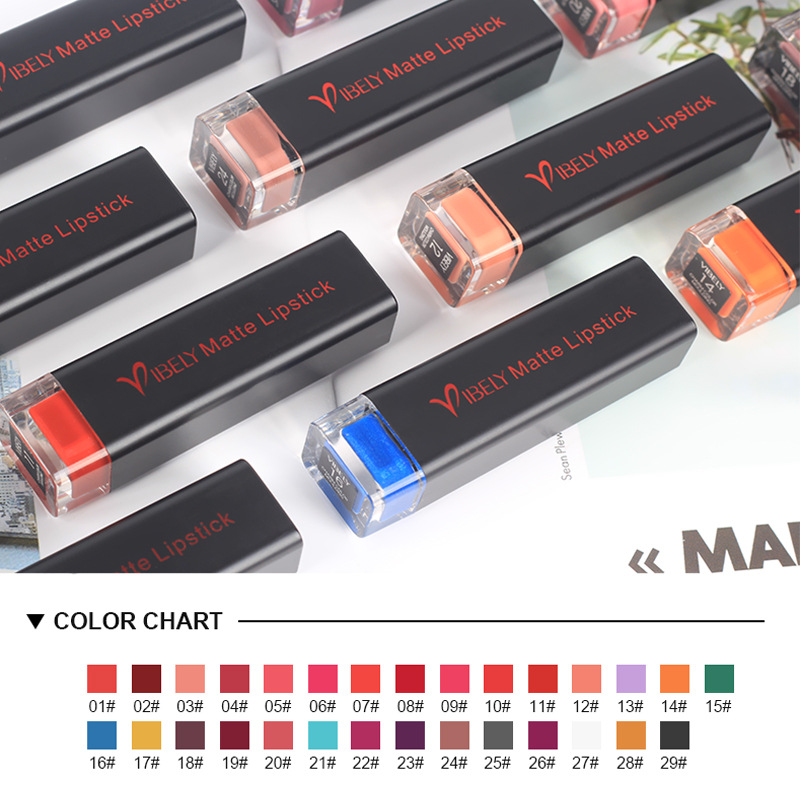 VIBELY Cross-border exclusive export non-stick lipstick cups, matte 29 nude color, earthen color, European and American lipsticks for export Application Scenario