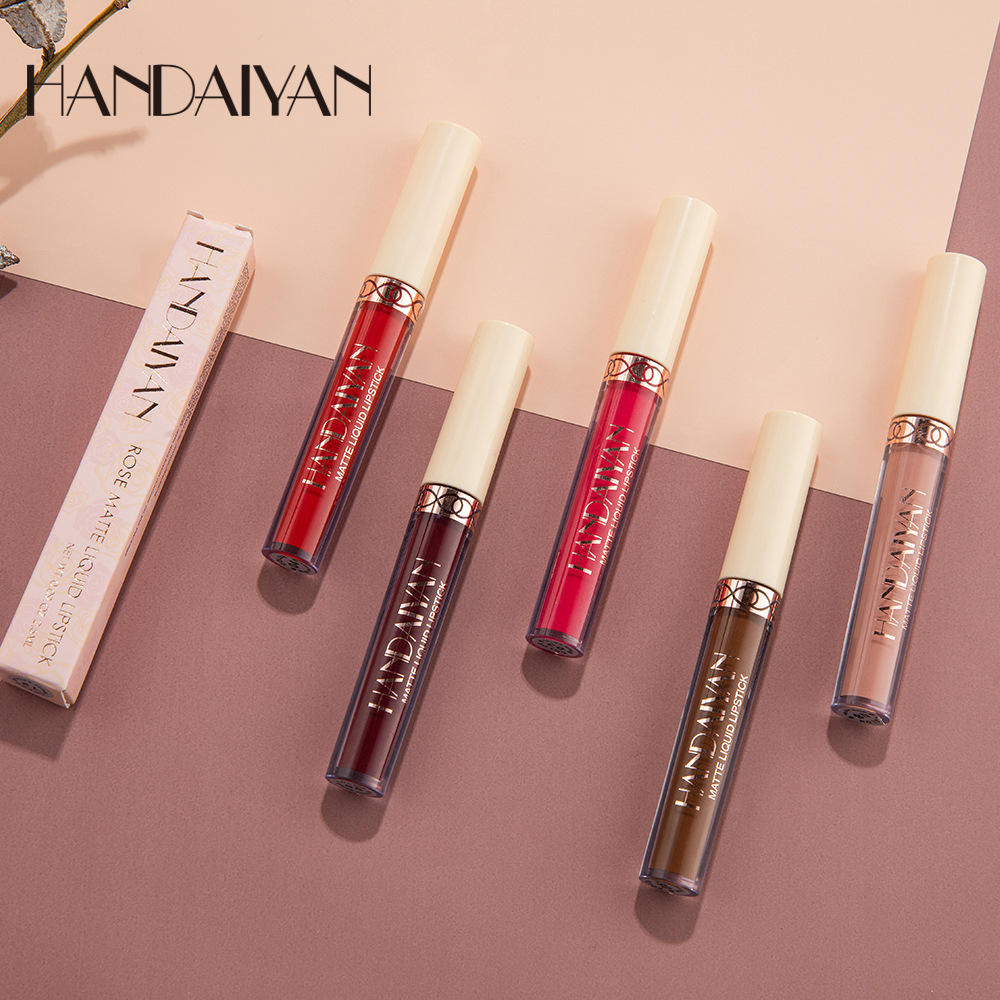 Cross-border Lip Gloss Matte 12-color long-lasting non-fading Lip gloss HANDAIYAN Matte velvet liquid Lip gloss Specification drawing