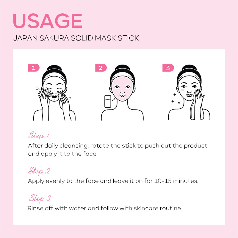 QUIYUM Japanese Cherry Blossom Solid Mask Stick 40g Hydrating, Moisturizing and brightening skin tone Cross-border manufacturer wholesale in stock Specification drawing