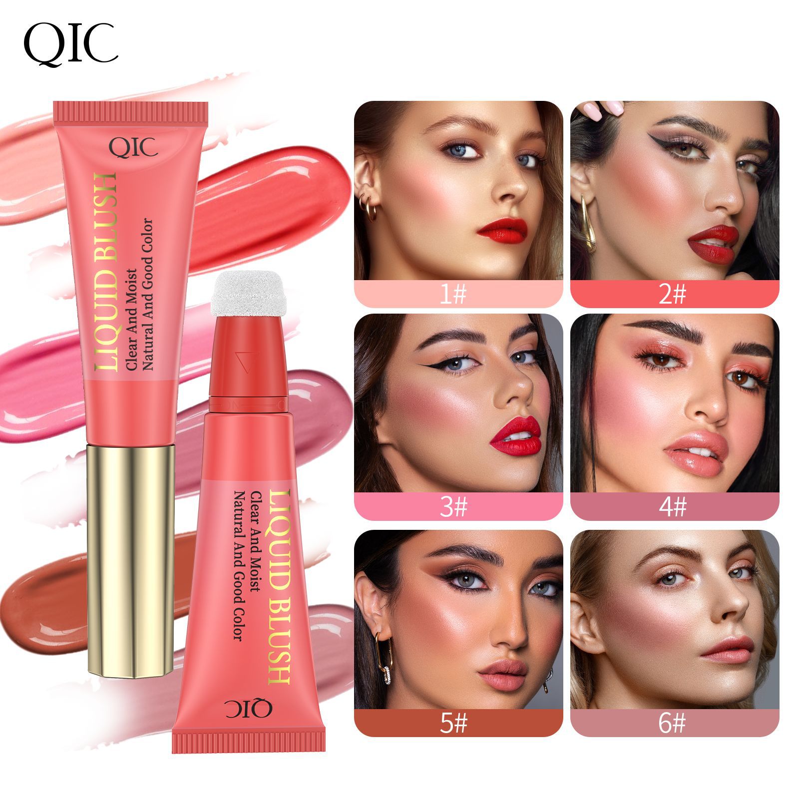 QIC Qini CAI Sponge Blush for Head, Lip and Cheek, Hydrating, Easy to Spread, Smooth and Long-lasting Liquid Blush details Picture