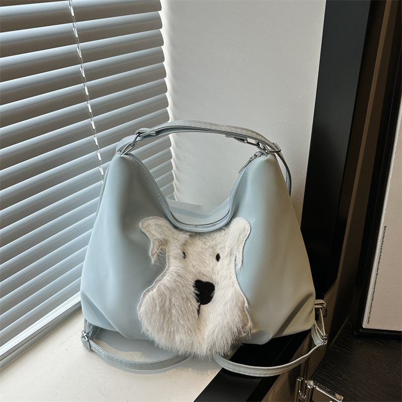 Cute little dog tote bag, women's bag, fashionable new school style backpack, large-capacity commuting single-shoulder bag full figure