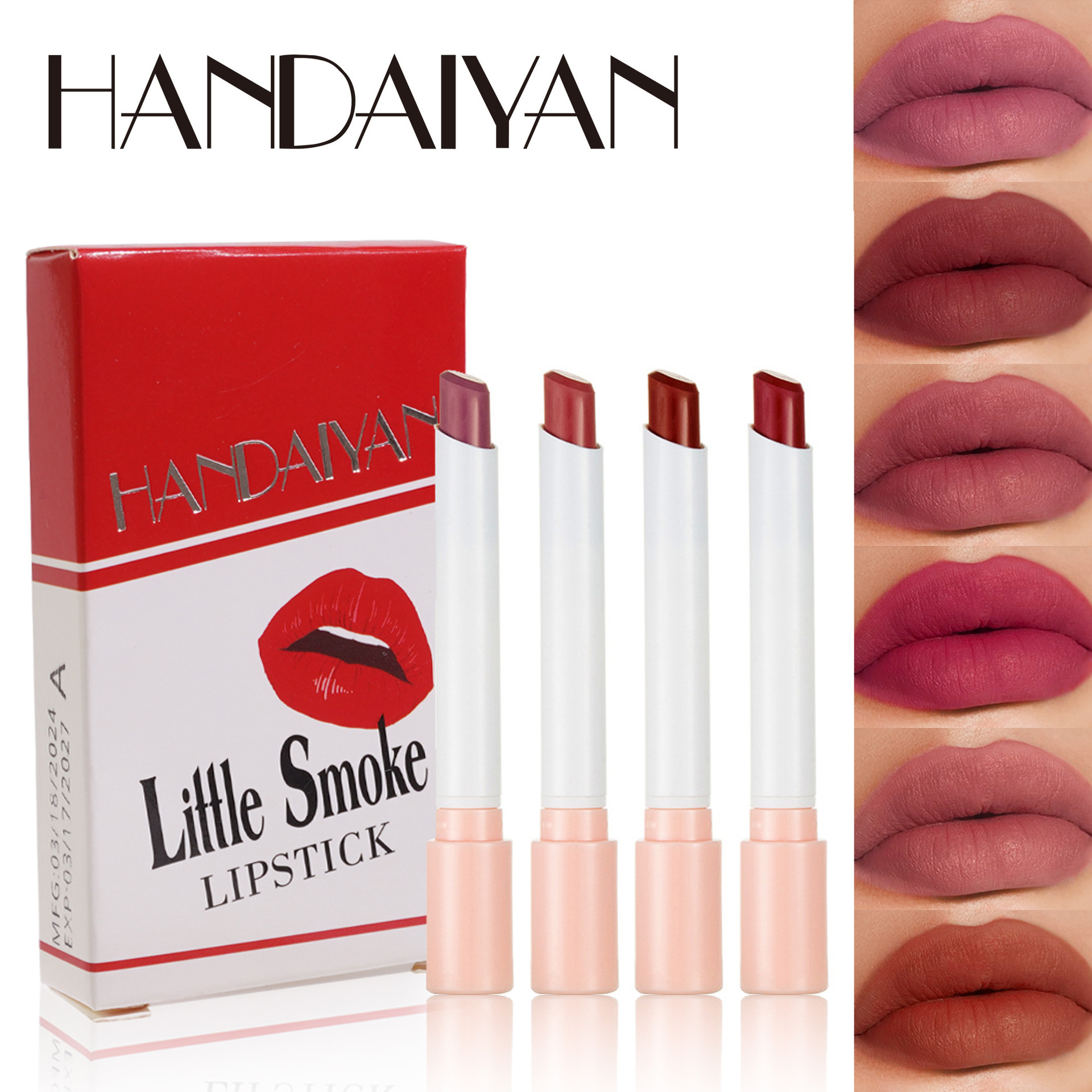 Cross-border matte lipstick Cigarette tube lipstick set handaiyan European and American long-lasting non-fading cigarette lipstick set full figure