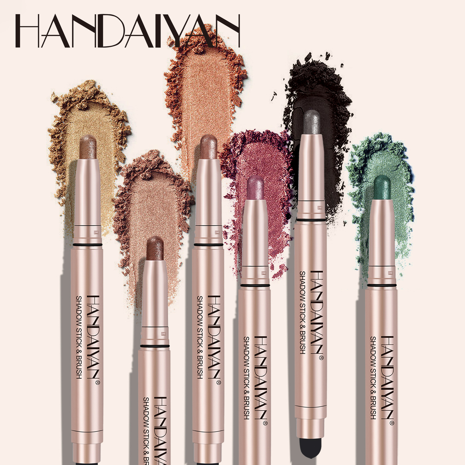 Cross-border double-headed eyeshadow stick without smudging handaiyan High-gloss contour eyeshadow pen with fine pearlescent light to brighten eyeshadow full figure