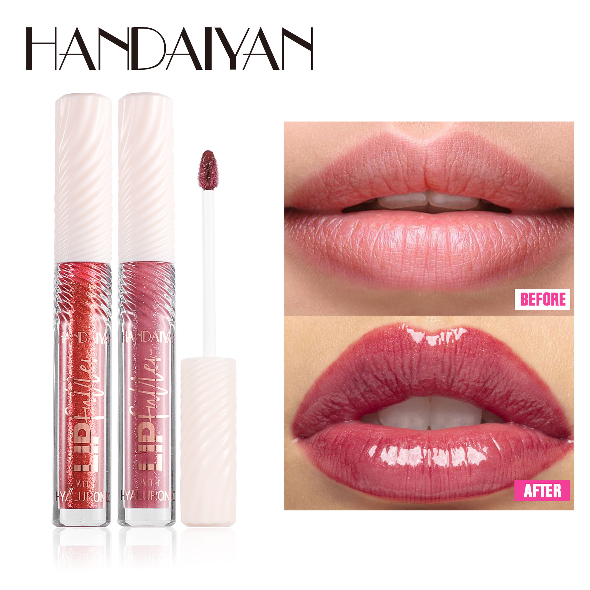 handaiyan Cross-border Mirror Lip Gloss Hyaluronic Acid Moisturizing and Nourishing Lipstick Lip Gloss Hydrating Pearlescent Lip Gloss Makeup Specification drawing
