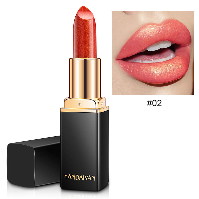 Cross-border temperature-changing Lipstick HANDAIYAN Nine-color Lipstick Mermaid Girl Shiny Metallic Pearlescent Gilt Color-changing Lipstick Item Picture