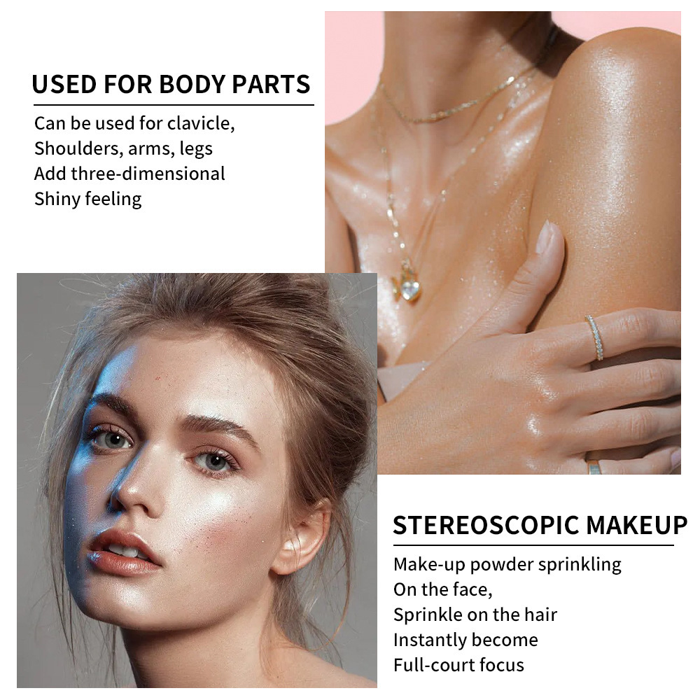 Fairy Highlighter Contouring Powder, Facial Brightening Powder, Three-dimensional Contouring Blush, Body Glitter, Highlighter Stick, Cross-border Specification drawing