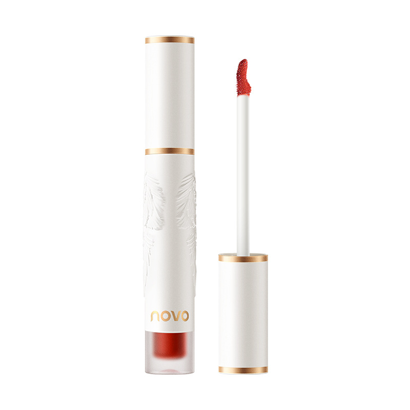 NOVO Light Feather Soft Mist Lip Gloss Mirror Finish Matte Lip Paste Non-stick cup Waterproof, whitening and rosy lips affordable Item Picture