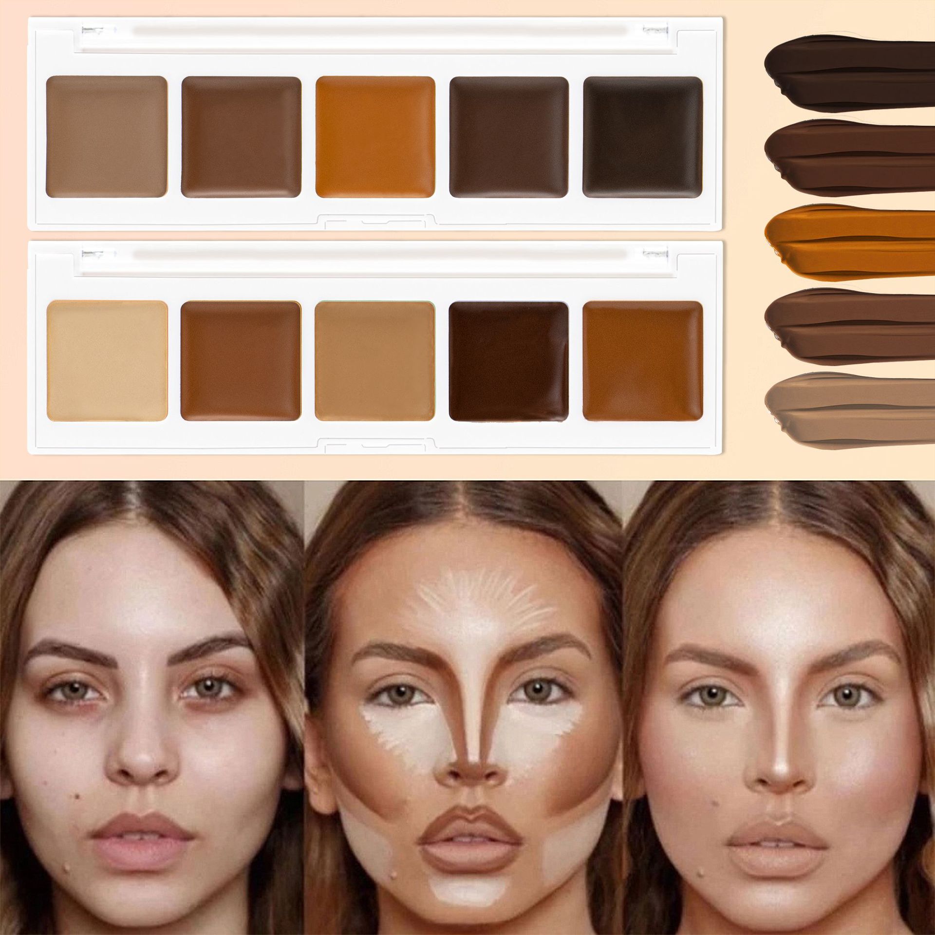 SHCOETY Cross-border Five-color Concealer covers acne marks, spots, tear troughs, dark circles, is light, long-lasting, waterproof and does not smudge details Picture