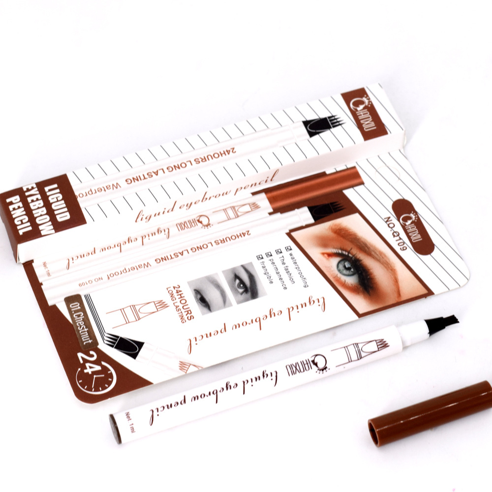 A best-selling four-fork liquid eyebrow pencil for foreign trade, waterproof and non-smudge, extremely fine 4-fork water eyebrow pencil, wild eyebrow factory direct sales Application Scenario